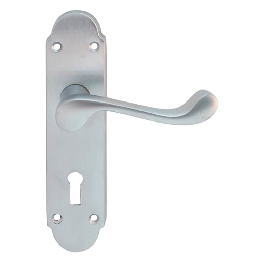 Carlisle Brass Oakley Lever Lock on Backplate Furniture Satin Chrome