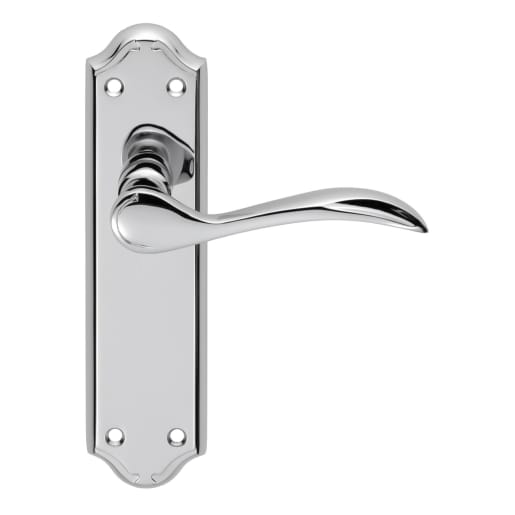 Carlisle Brass Madrid Lever Latch on Backplate Furniture Polished Chrome