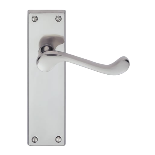 Carlisle Brass Victorian Scroll Lever Latch on Backplate Satin Chrome