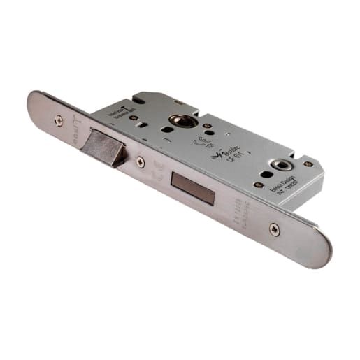 Eurospec Easi-T Din Radius Bathroom Lock 60mm Satin Stainless Steel