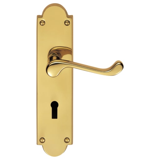 Carlisle Brass Victorian Scroll Lever Lock Shape Backplate Polished Brass