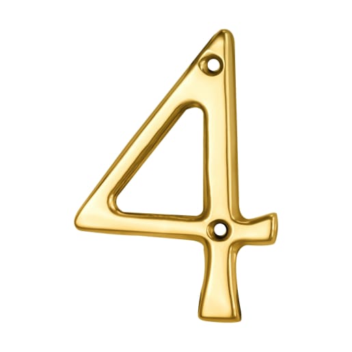 Carlisle Brass Numeral '4' Face Fix Number 76mm Polished Brass