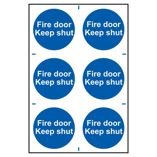 ‘Fire Door Keep Shut’ Sign 100mm x 100mm 6 Per Sheet