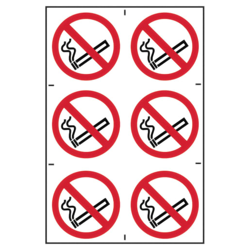 ‘No Smoking Symbols’ Sign, 6 per sheet 100mm x 100mm