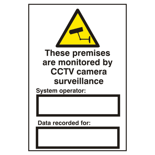 These Premises Are Monitored By CCTV' Sign 200mm x 300mm