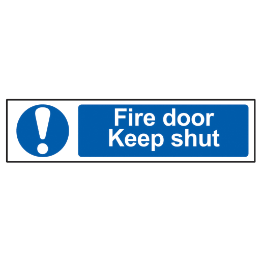 Fire Door Keep Shut' Sign, Self-Adhesive Semi-Rigid PVC 200mm x 50mm
