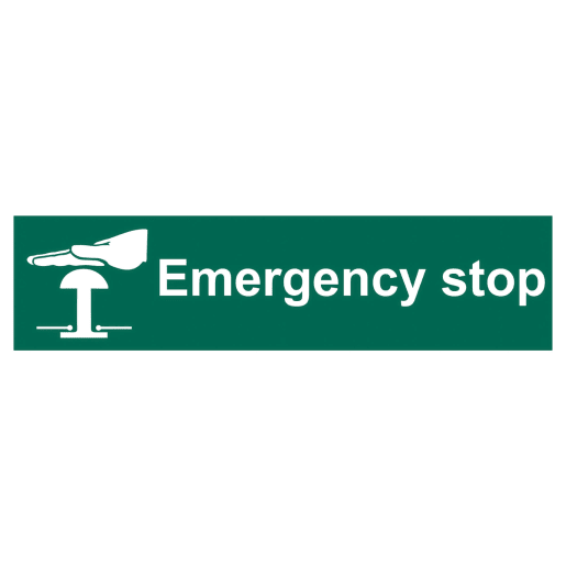 Emergency Stop Sign, Self-Adhesive Semi-Rigid PVC 200mm x 50mm
