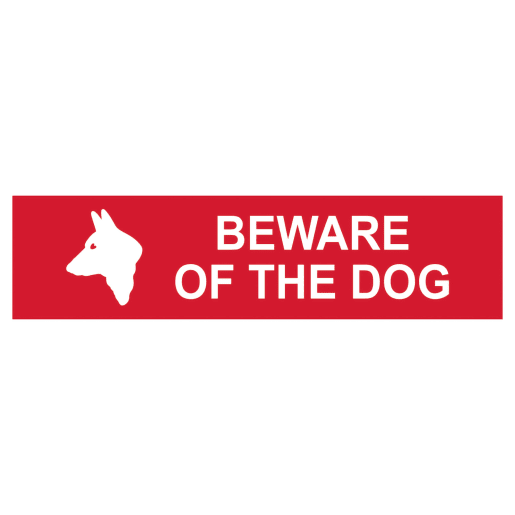 Beware Of The Dog' Sign, Self-Adhesive Semi-Rigid PVC 200mm x 50mm