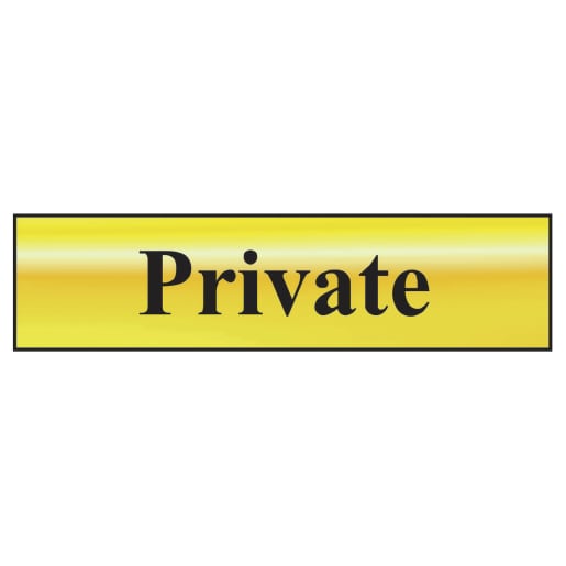 Private' Sign, Polished Gold Effect 200mm x 50mm