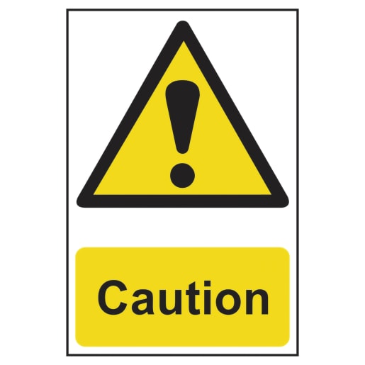 Caution' Sign, Self-Adhesive Semi-Rigid PVC 200mm x 300mm