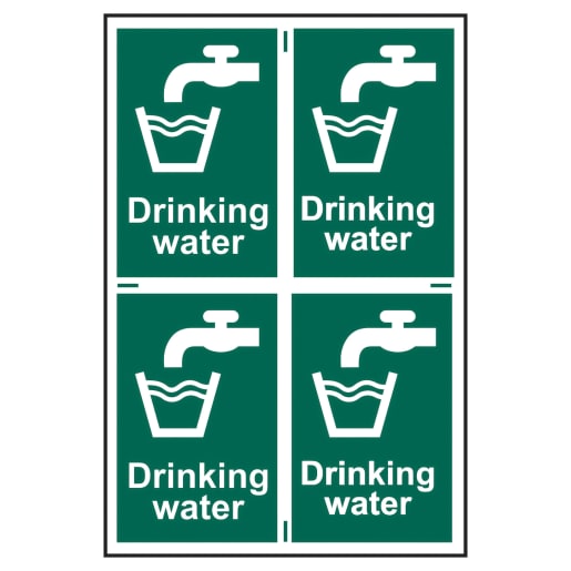 Drinking Water' Sign 100mm x 150mm 4 Per Sheet