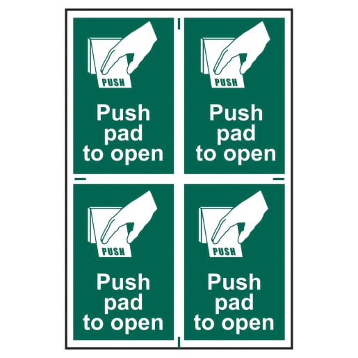 Push Pad To Open' Sign 100mm x 150mm 4 Per Sheet