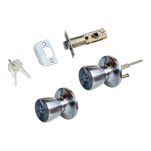 ERA Door Entrance Knob Lock Set Satin Chrome