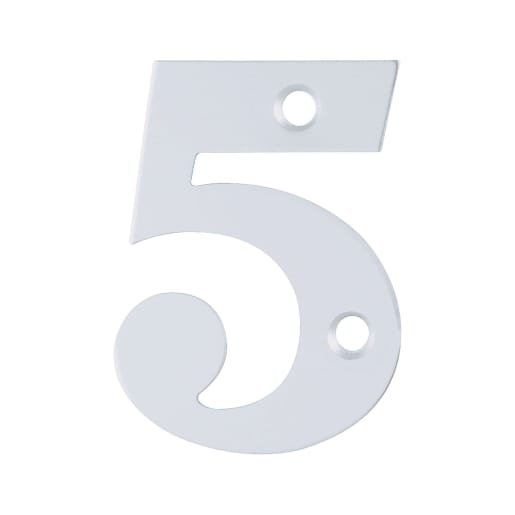 Arrone Face Fix '5' Numeral 50 x 22 x 1mm Satin Anodised Aluminium AR140/5-SAA