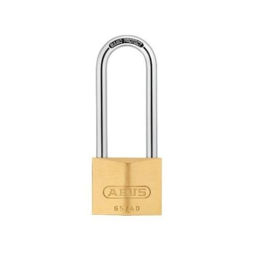 ABUS 65 Series Long Shackle Carded Brass Padlock 103 x 40 x 15mm