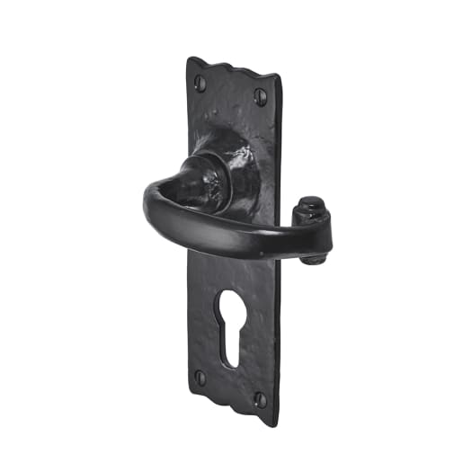 Old Hill Iron No.4002 Burford Suite Lever Euro Cylinder Handle 158 x 55mm Black Antique 