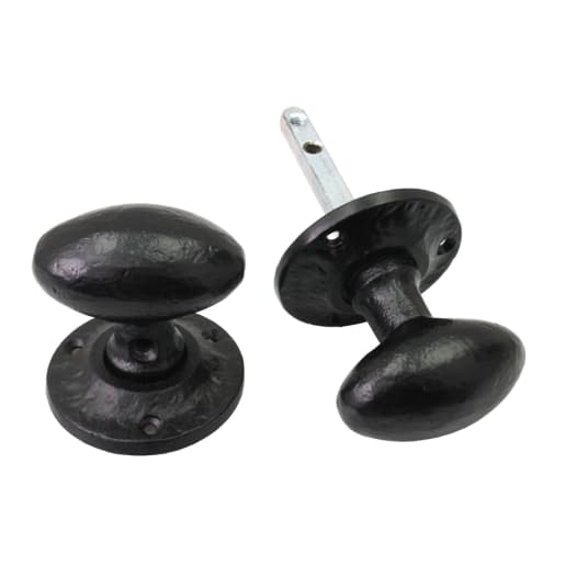 Old Hill Ironworks No.4303 Oval Mortice Rim Knob Set 60mm Black Antique 