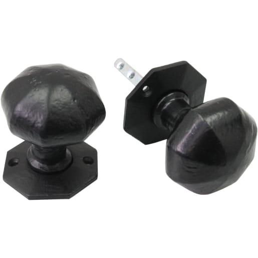 Old Hill Ironworks No.4304 Octagonal Mortice Knob Set 56mm Black Antique 