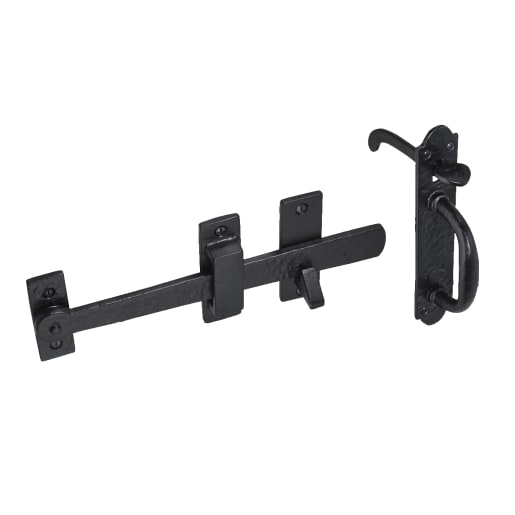 Old Hill Iron No.4402 Lakeland Thumb Latch on Plate 185 x 40mm Black Antique 