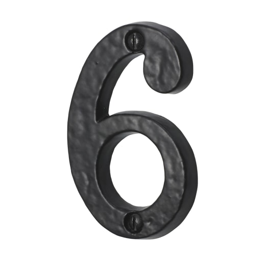 Old Hill Ironworks Door Numeral '6' 76mm Black Antique