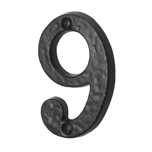 Old Hill Ironworks Door Numeral '9' 76mm Black Antique