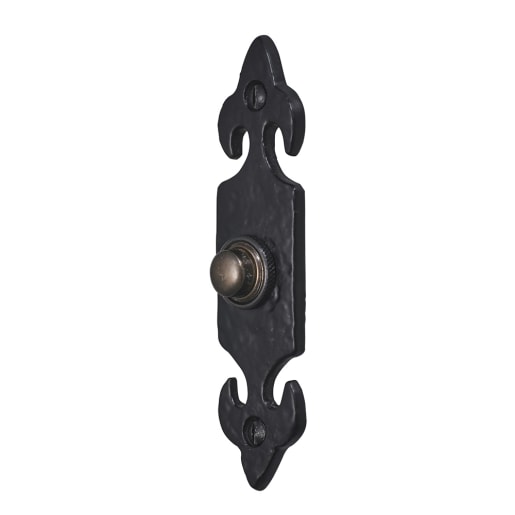 Old Hill Iron No.4363 Fleur de Lys Door Bell Push 120 x 30mm Black Antique 
