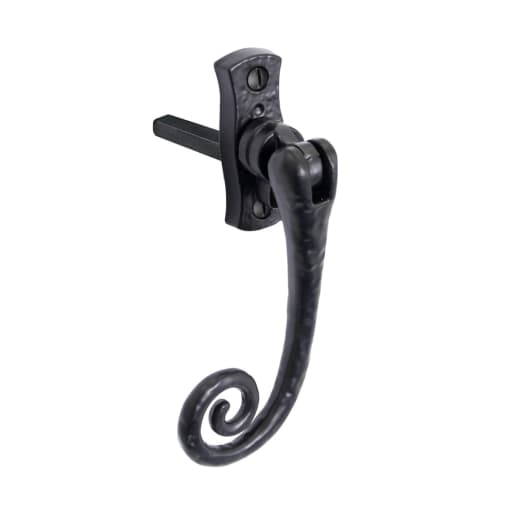 Old Hill Iron No.4602 Curly Tail Locking Espagnolette Fastener Left Hand 57mm Black Antique