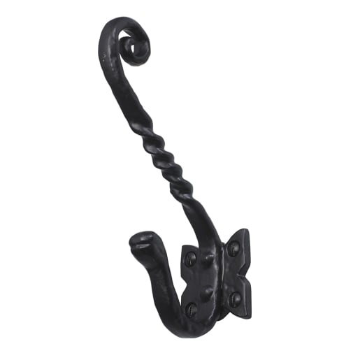 Old Hill Ironworks No.4463 Barley Twist Hat & Coat Hook 145mm Black Antique 