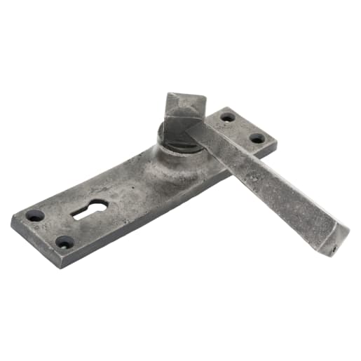 From the Anvil Straight Lever Lock Set Pewter