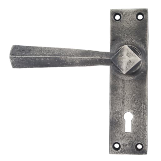 From the Anvil Straight Lever Lock Set Pewter