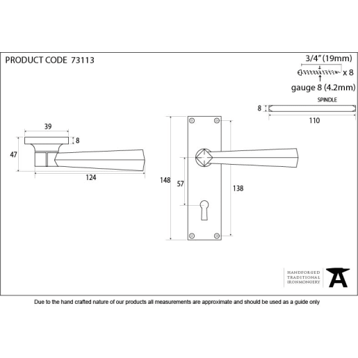 From the Anvil Straight Lever Lock Set Beeswax