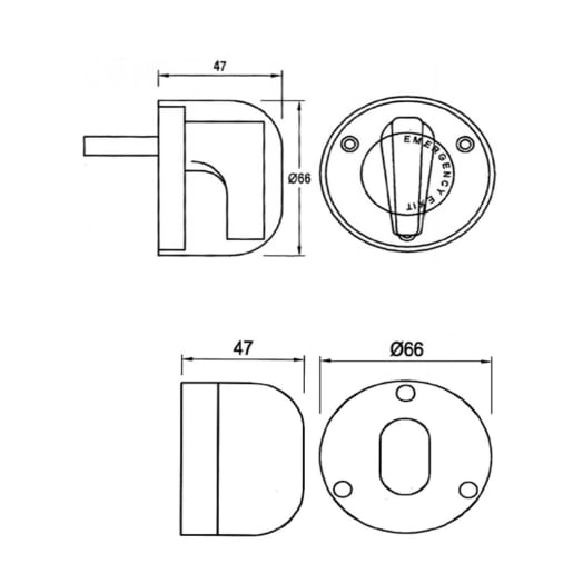 Union Emergency Turn Cover For Mortice Escape Deadlock