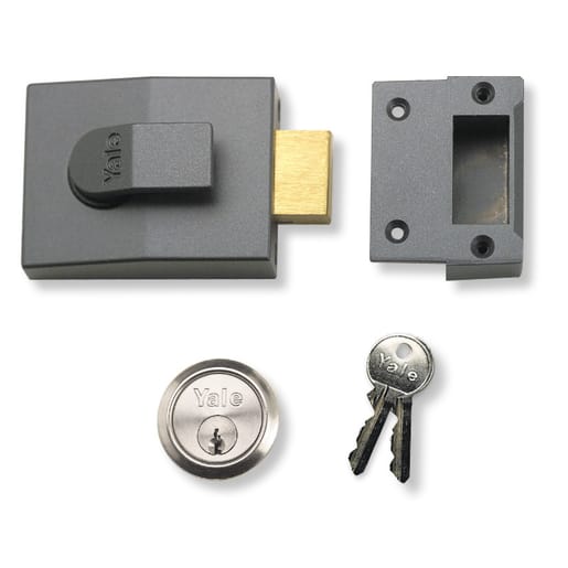 Yale Deadbolt Nightlatch 60mm  Backset Dark Metal Grey