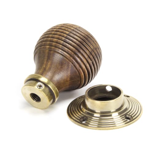 From the Anvil Beehive Mortice/Rim Knob Set Aged Brass/Rosewood