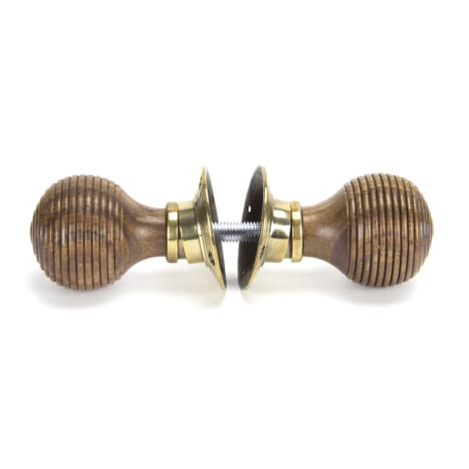 From the Anvil Beehive Mortice/Rim Knob Set Aged Brass/Rosewood