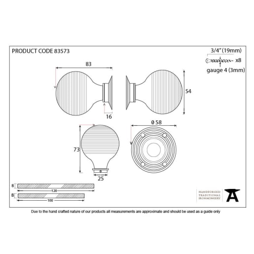 From the Anvil Beehive Mortice/Rim Knob Set Aged Brass/Rosewood