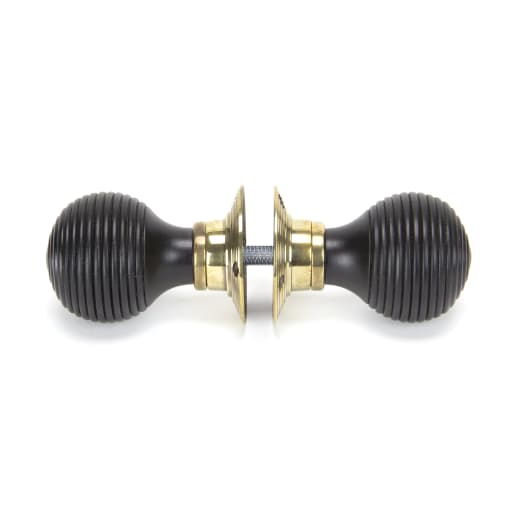 From the Anvil Beehive Mortice/Rim Knob Set Aged Brass/Ebony
