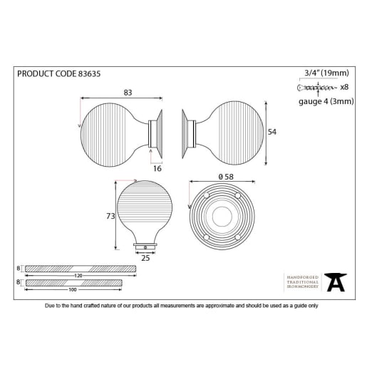 From the Anvil Beehive Mortice/Rim Knob Set Polished Nickel/Rosewood