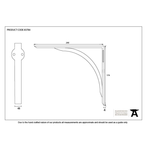 From the Anvil Curved Shelf Bracket 254 x 178mm Black