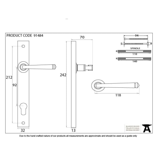 From the Anvil External Avon Slimline Lever Espagnolette Lock Set Beeswax