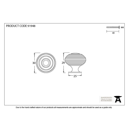 From the Anvil Beehive Cabinet Knob 30mm Polished Bronze