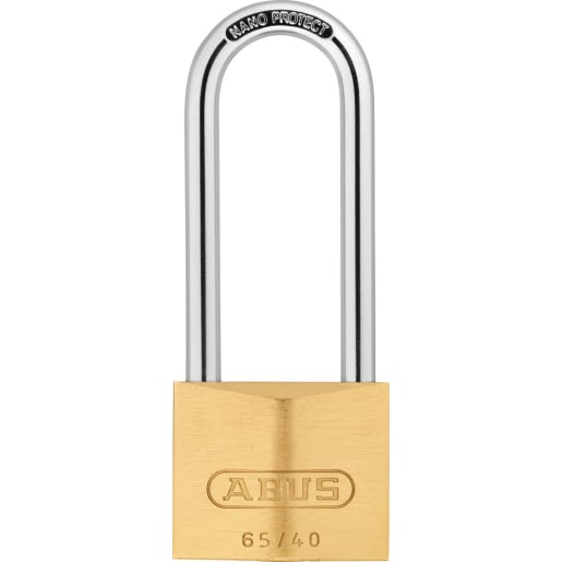 ABUS 65 Series Long Shackle Carded Brass Padlock 103 x 40 x 15mm