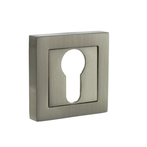 Status Euro Escutcheon on S4 Square Rose Satin Nickel