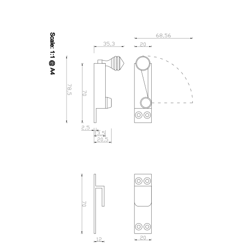 Carlisle Brass Sash Fastener Quadrant Arm Style Polished Brass