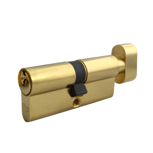 ASEC 5-Pin Euro Key & Turn Cylinder 70mm 35/T35 (30/10/T30) Keyed To Differ Polished Brass