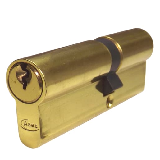 ASEC 5-Pin Euro Double Cylinder 90mm 40/50 (35/10/45) Keyed To Differ Polished Brass