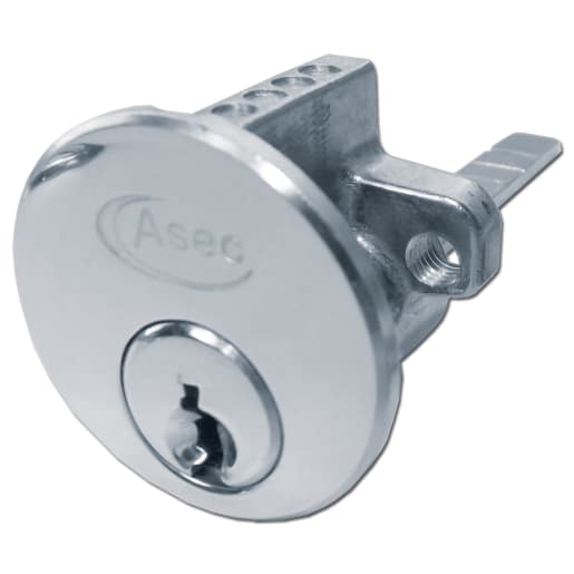 ASEC 6-Pin Rim Cylinder Polished Chrome Keyed To Differ (Boxed)