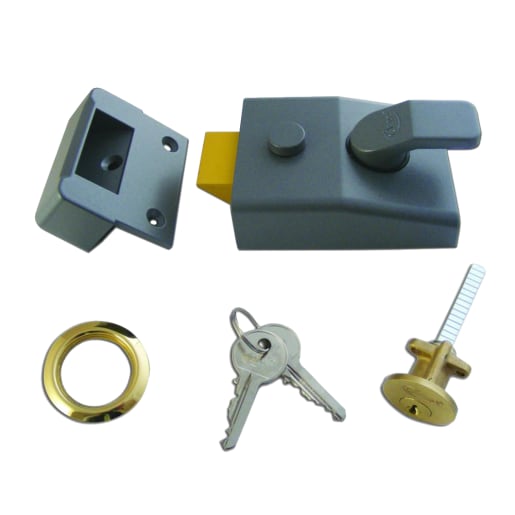 ASEC AS14 & AS18 Non-Deadlocking Nightlatch 60mm Dull Metal Grey Case - PB Cylinder Boxed