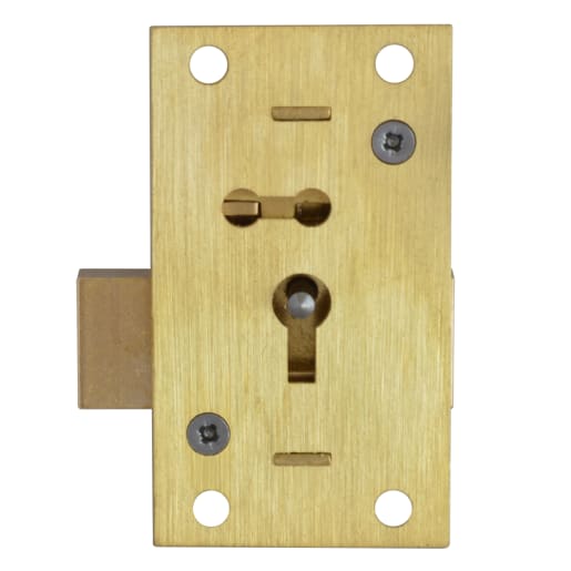 ASEC 51 2 & 4 Lever Straight Cupboard Lock 4 Lever 50mm Satin Brass Keyed To Differ Visi