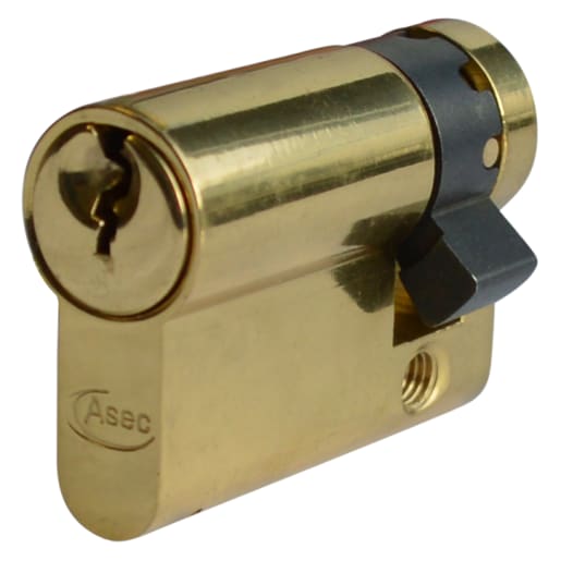 Asec Euro Half Cylinder With Adjustable Cam 6 Pin - 45mm (35/10) Polished Brass